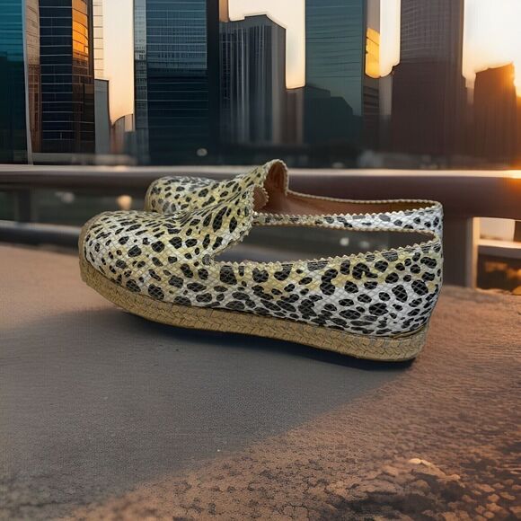 Stuart Weitzman Espadrilles Leopard Cheetah Print Flats Platform Shoes Size 7 M - Picture 4 of 10